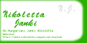 nikoletta janki business card